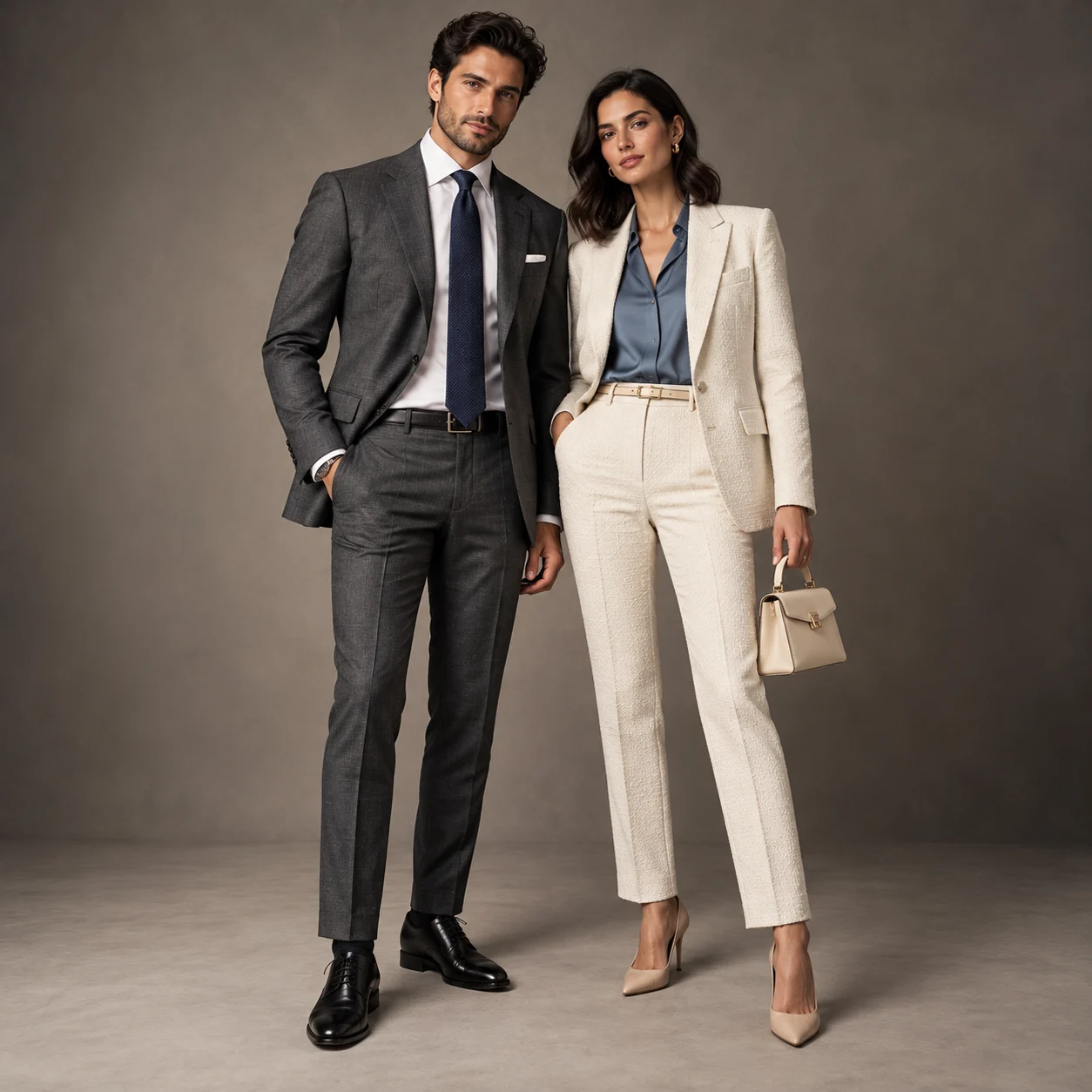 Eastin clients wearing precisely fitted custom evening suits