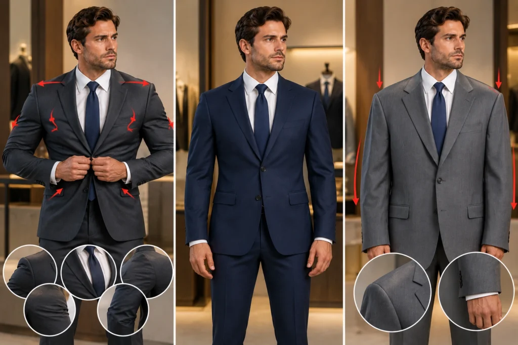 tight-suit-vs-proper-fit-vs-oversized-suit-showing-why-sizing-up-may-create-new-fit-problems